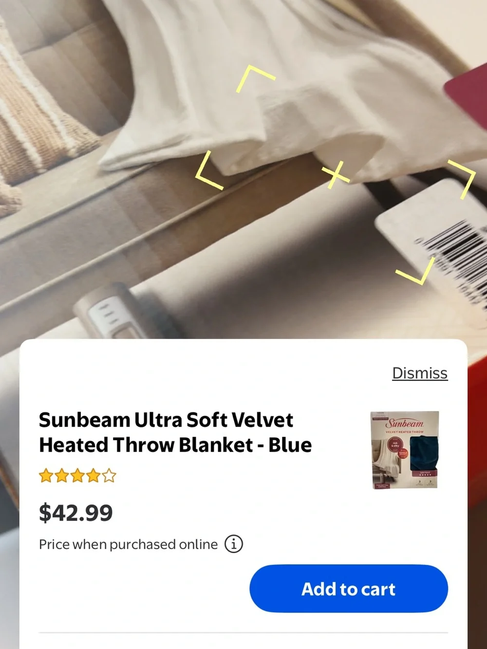 Sunbeam Velvet Heated Throw in Dark Blue